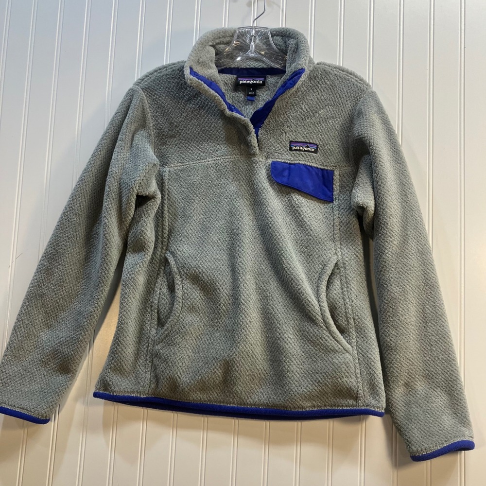 Patagonia Re-Tool Snap-T Pullover Fleece Gray Blue Women S 25442 Polartec Hiking